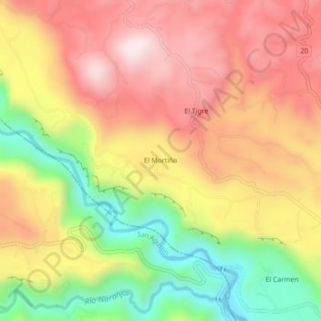 El Mortiño topographic map, elevation, terrain