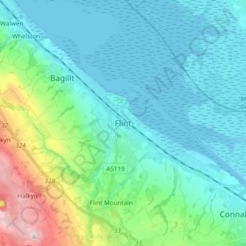 Flint topographic map, elevation, terrain