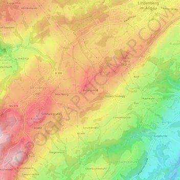 Buflingsried topographic map, elevation, terrain
