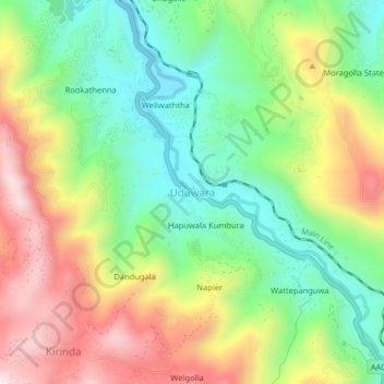 Uduwara topographic map, elevation, terrain