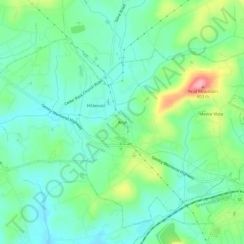 Arial topographic map, elevation, terrain