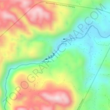 Semuc Champey topographic map, elevation, terrain