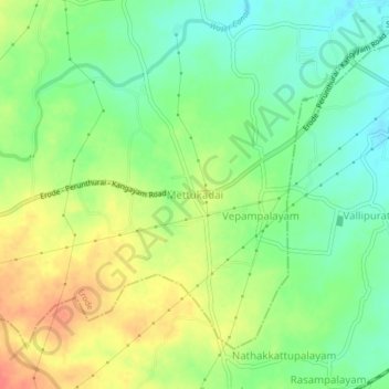 Mettukadai topographic map, elevation, terrain