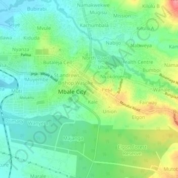 Foods topographic map, elevation, terrain