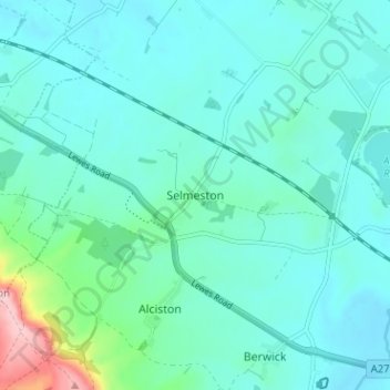 Selmeston topographic map, elevation, terrain