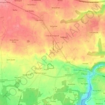 Nizon topographic map, elevation, terrain