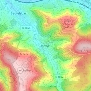 Schnait topographic map, elevation, terrain