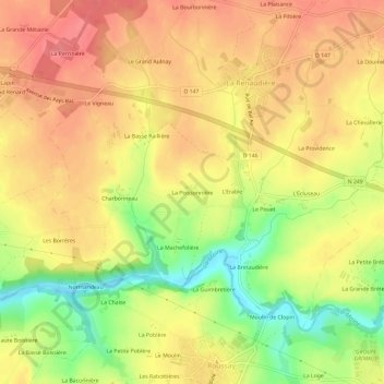 La Poissonnière topographic map, elevation, terrain