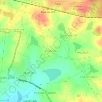 Hosahalli topographic map, elevation, terrain