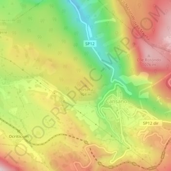Portella topographic map, elevation, terrain