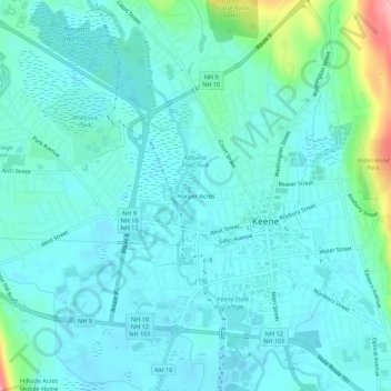 Harper Acres topographic map, elevation, terrain