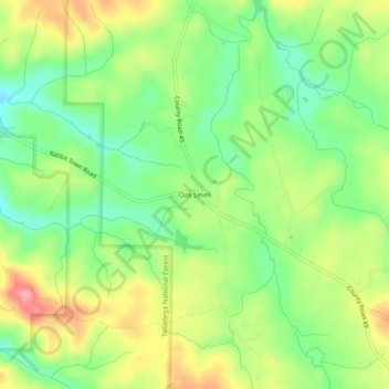 Oak Level topographic map, elevation, terrain