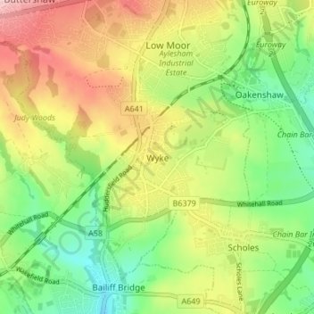 Wyke topographic map, elevation, terrain
