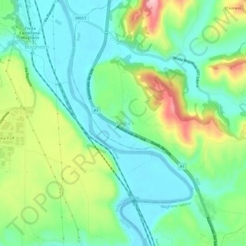Foglia topographic map, elevation, terrain