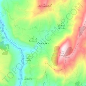 Ocamonte topographic map, elevation, terrain