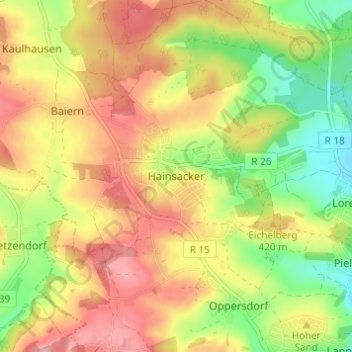 Hainsacker topographic map, elevation, terrain