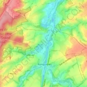 Pied d'Eau topographic map, elevation, terrain