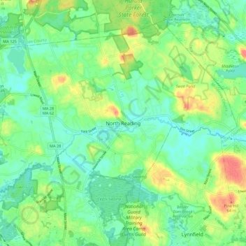 North Reading topographic map, elevation, terrain
