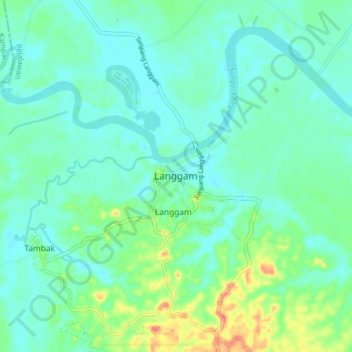 Langgam topographic map, elevation, terrain