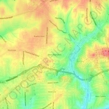 West Highlands topographic map, elevation, terrain