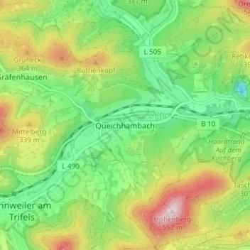 Queichhambach topographic map, elevation, terrain