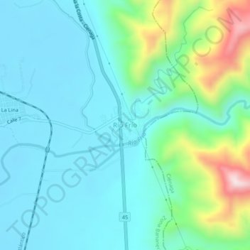 Río Frío topographic map, elevation, terrain