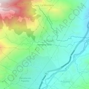 Vereda La Calda topographic map, elevation, terrain