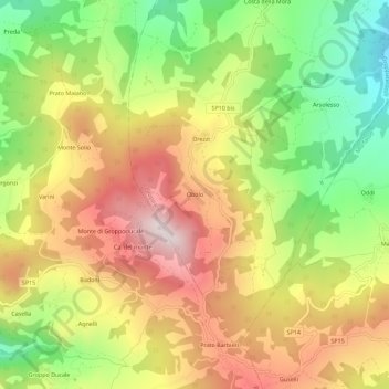 Obolo topographic map, elevation, terrain