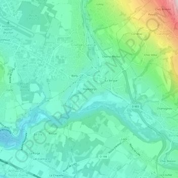 Montagny topographic map, elevation, terrain
