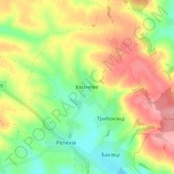 Kvitneve topographic map, elevation, terrain