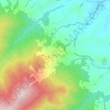 Orciatico topographic map, elevation, terrain