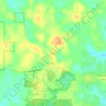 Wing topographic map, elevation, terrain