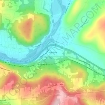 Port Crane topographic map, elevation, terrain
