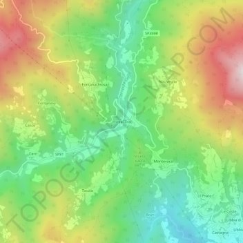 Ponteceno topographic map, elevation, terrain