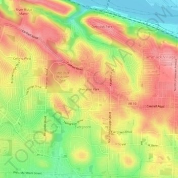 Sheraton Park topographic map, elevation, terrain