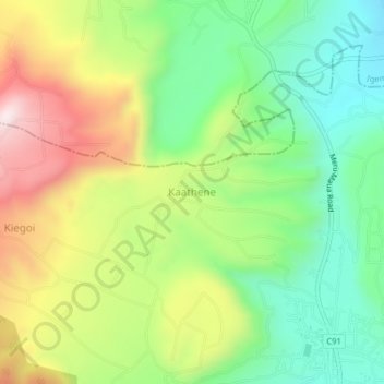 Kaathene topographic map, elevation, terrain
