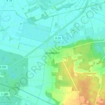 Quickborn topographic map, elevation, terrain