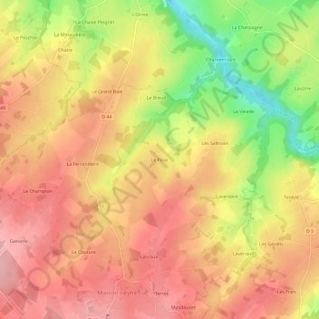 Le Peux topographic map, elevation, terrain