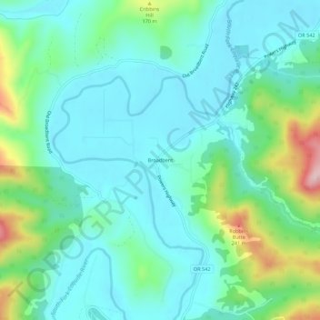 Broadbent topographic map, elevation, terrain
