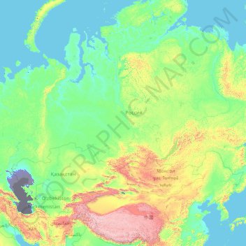 Asia topographic map, elevation, terrain