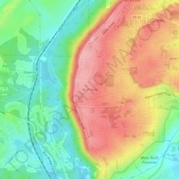 Bluff Park topographic map, elevation, terrain