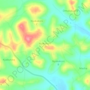 Nyakakoni A topographic map, elevation, terrain