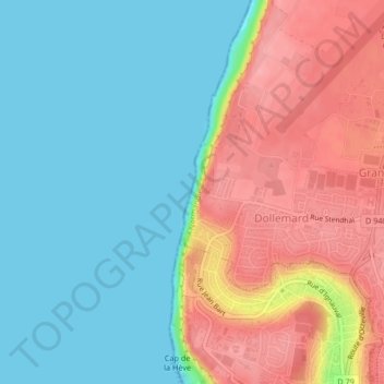 Plage de St Adresse topographic map, elevation, terrain