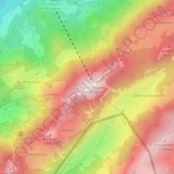 Hochries topographic map, elevation, terrain