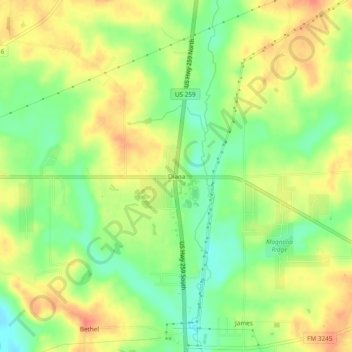 Diana topographic map, elevation, terrain