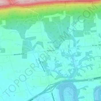 Wertzville topographic map, elevation, terrain