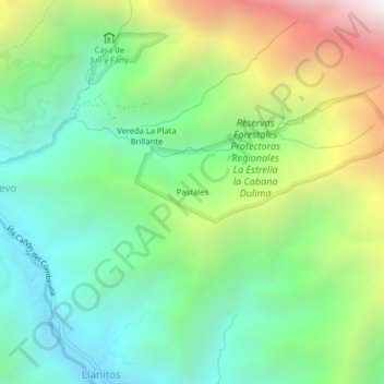Pastales topographic map, elevation, terrain