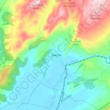 Suesca topographic map, elevation, terrain