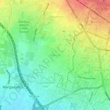 Melong topographic map, elevation, terrain