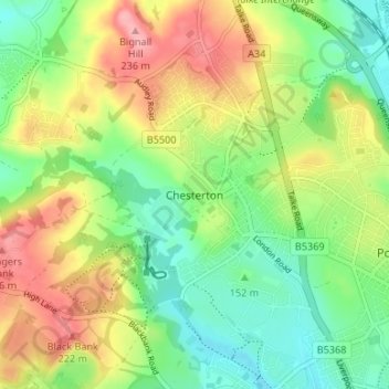 Chesterton topographic map, elevation, terrain